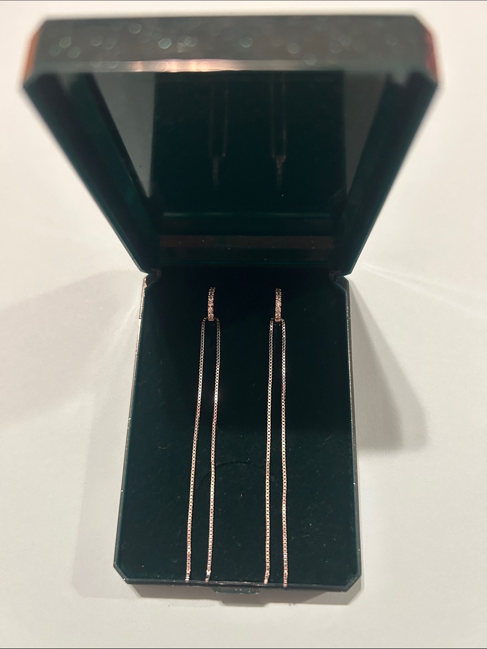 14K White Gold Double-Strand Drop Earrings